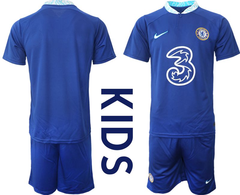 Youth 2022-2023 Club Chelsea FC home blue blank Soccer Jersey->youth soccer jersey->Youth Jersey